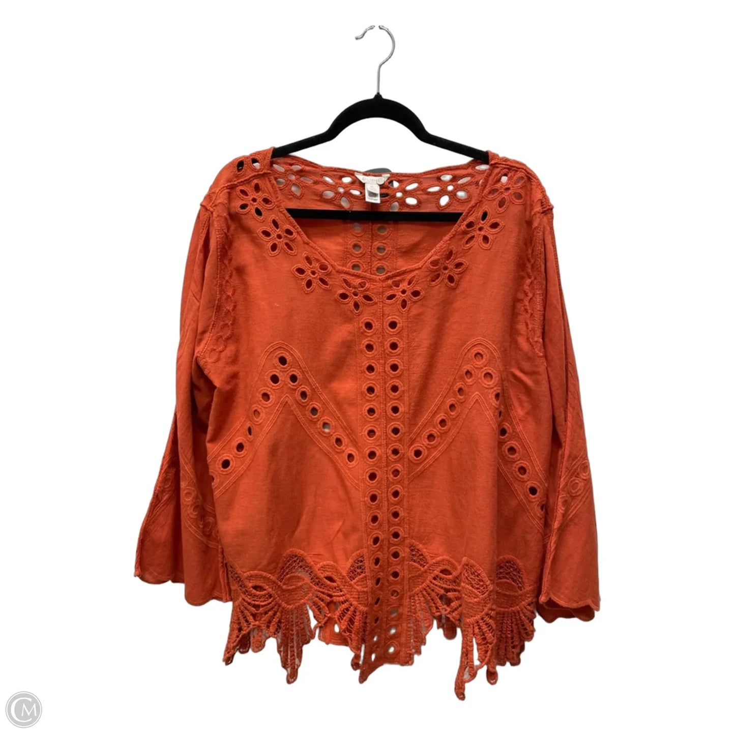 Top Long Sleeve By Cato In Orange, Size: Xl