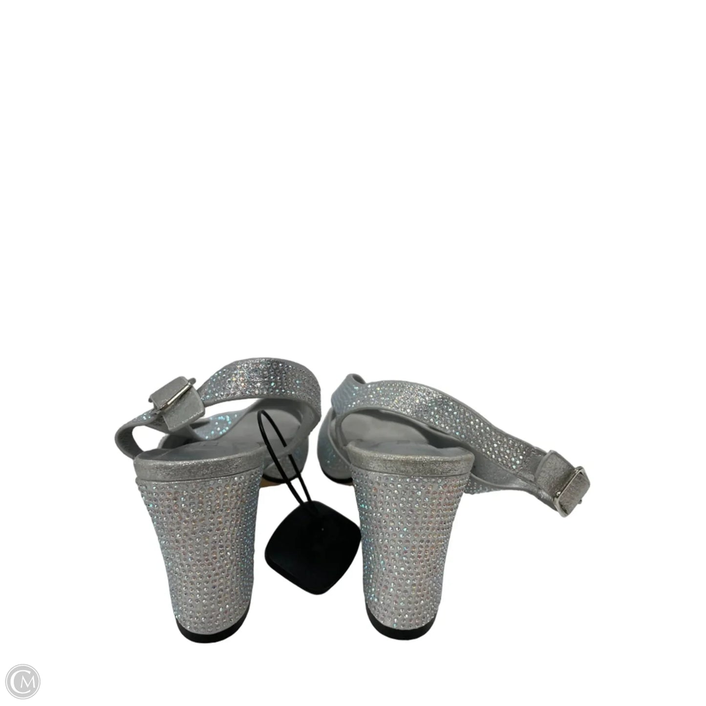 Sandals Heels Block By Clothes Mentor In Silver, Size: 7