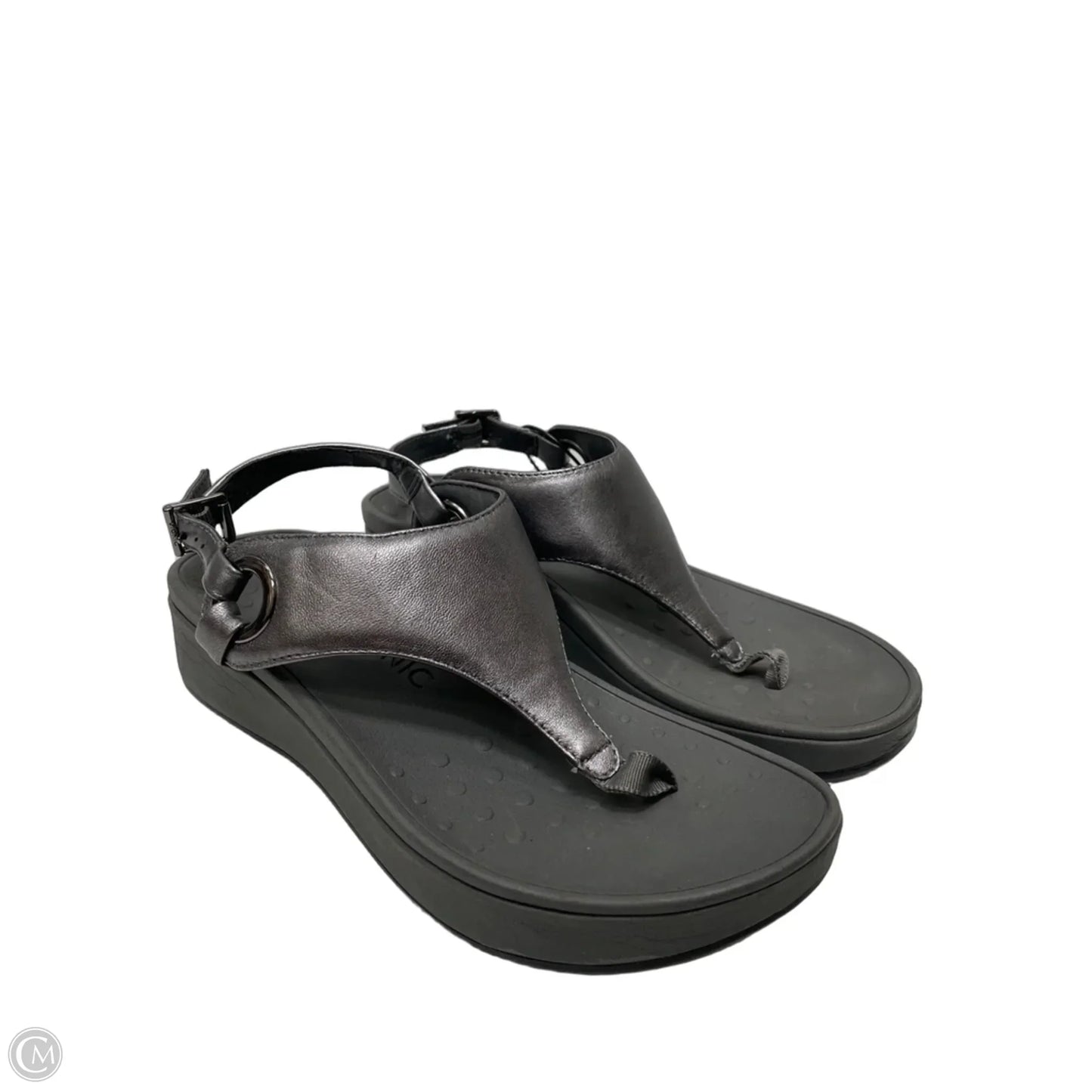 Sandals Heels Wedge By Vionic In Grey, Size: 8