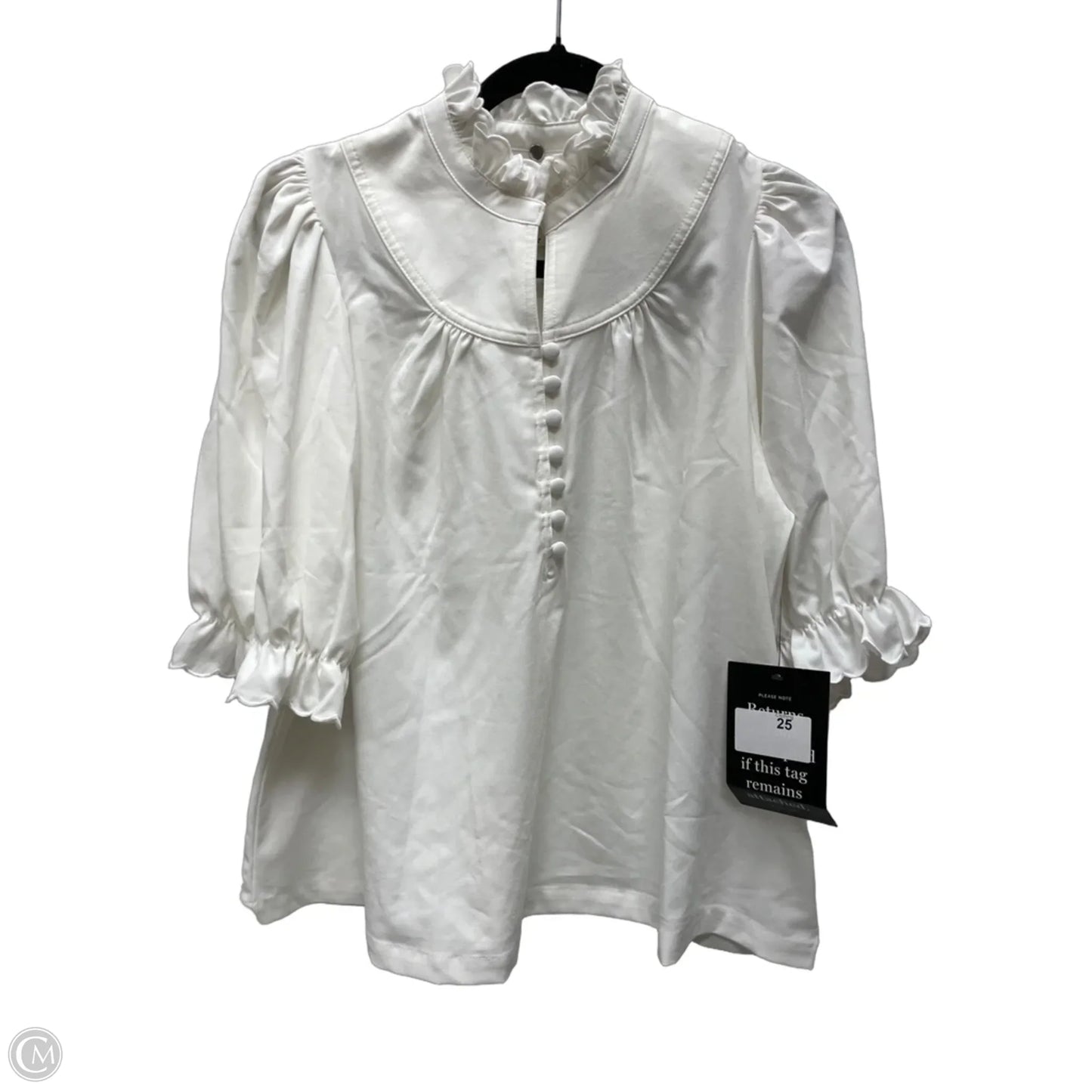 Blouse Short Sleeve By Pomander Place In Cream, Size: L