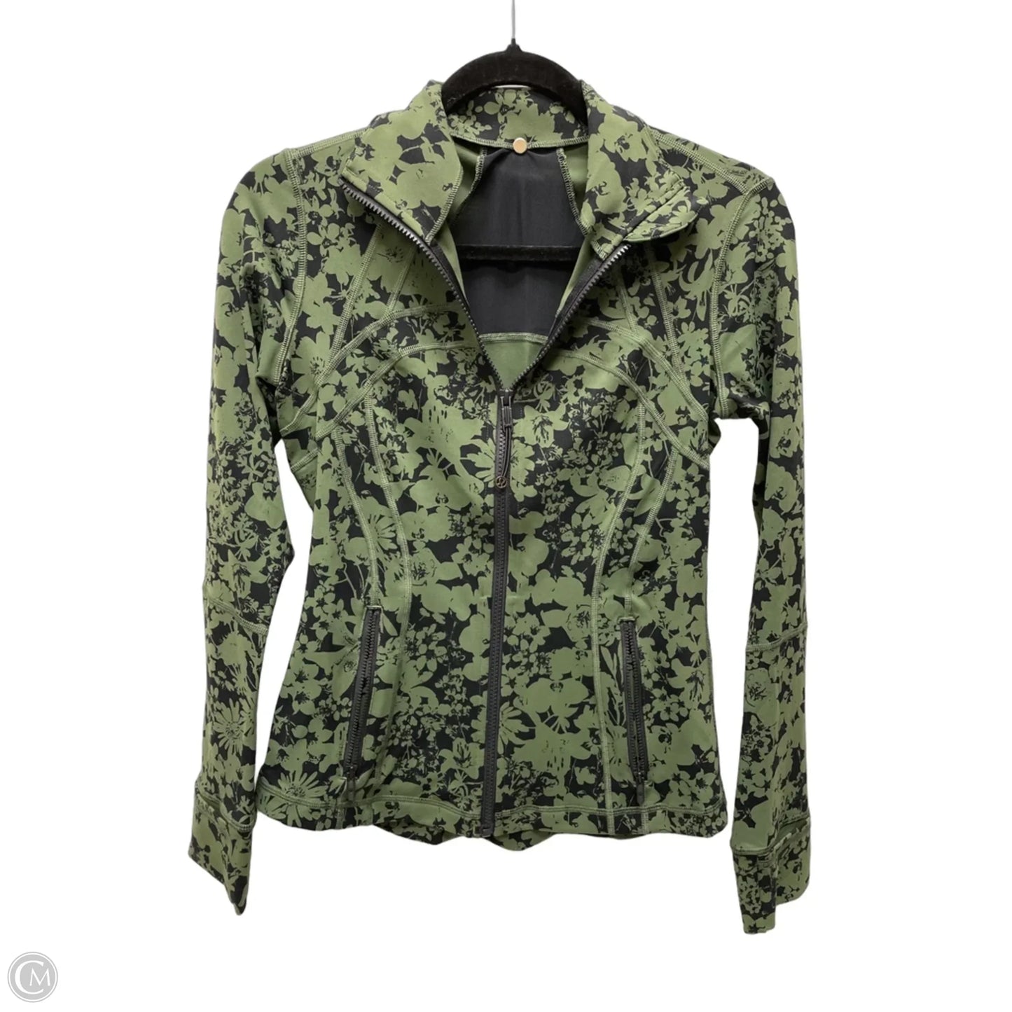 Athletic Jacket By Lululemon In Black & Green, Size: S