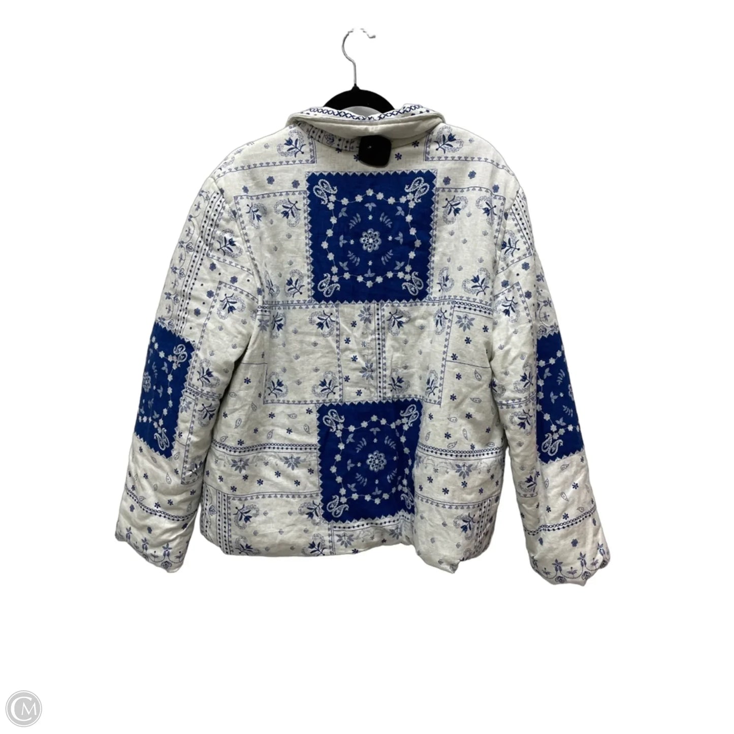 Jacket Puffer & Quilted By caroline constas In Blue & Cream, Size: L