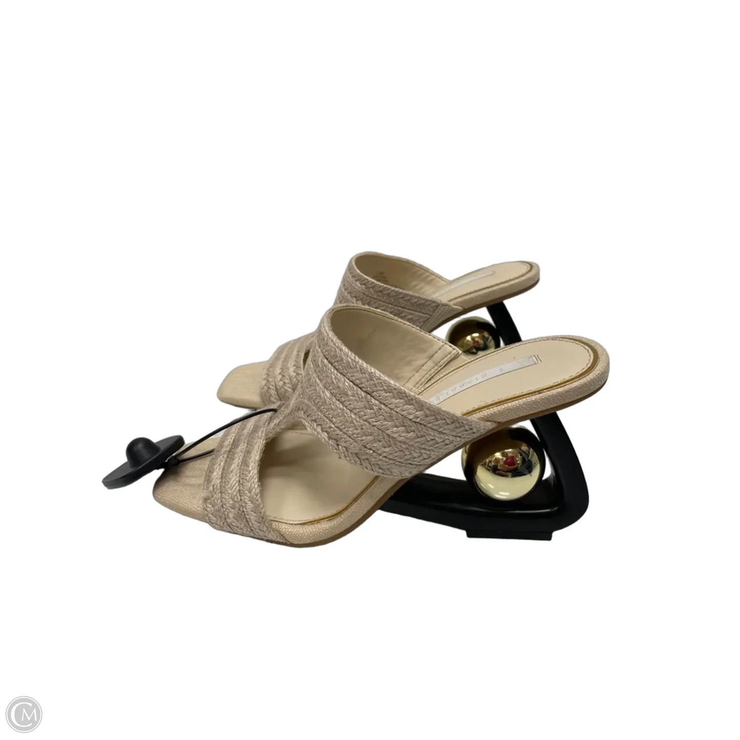 Sandals Heels Block By Gianni Bini In Black & Tan, Size: 7.5
