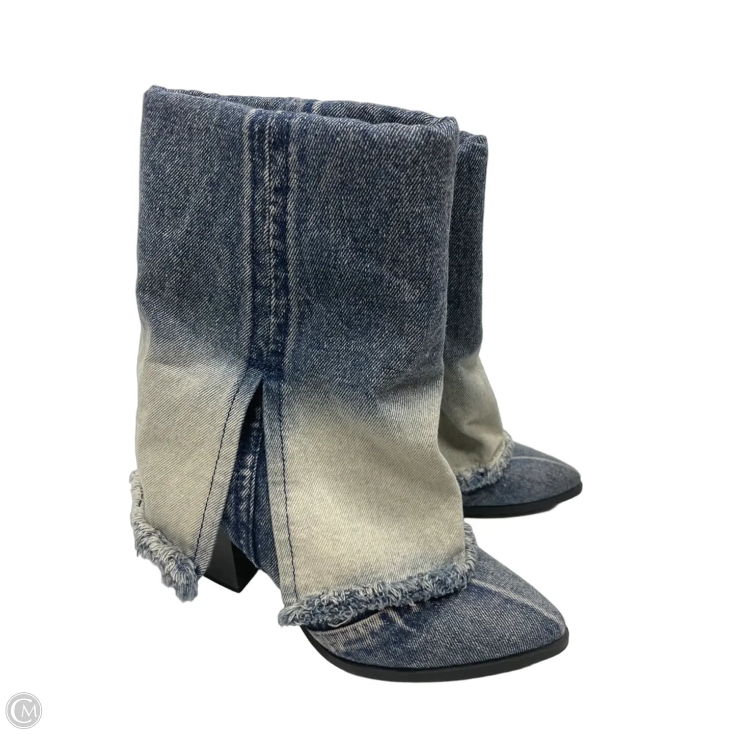 Boots Mid-calf Heels By Wild Fable In Blue Denim, Size: 9