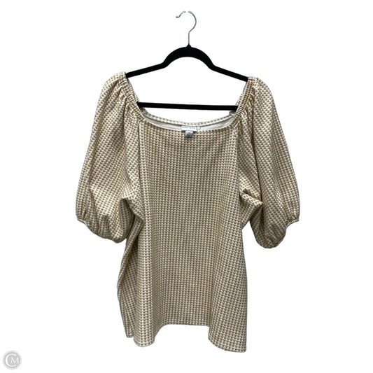 Top Short Sleeve By Ava & Viv In Cream & Yellow, Size: 2x