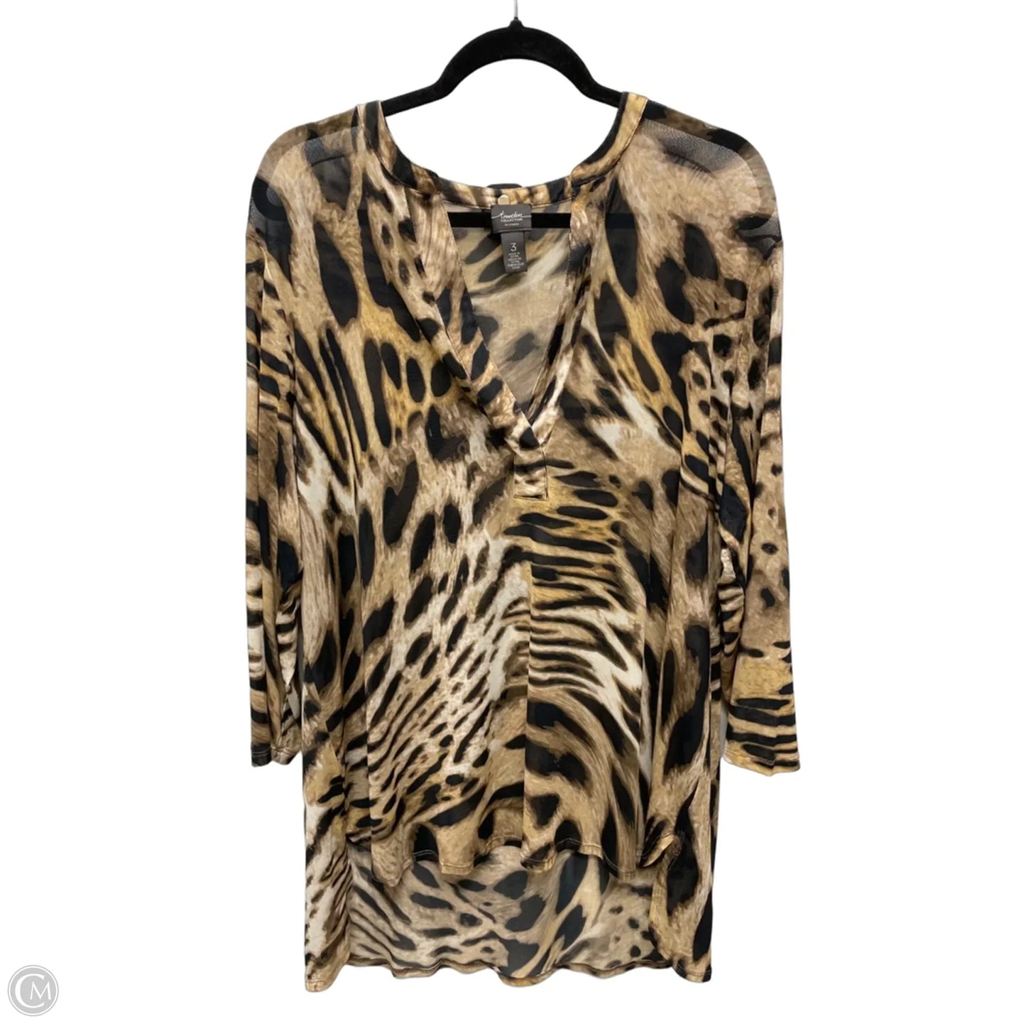Blouse Long Sleeve By Chicos In Animal Print, Size: Xl