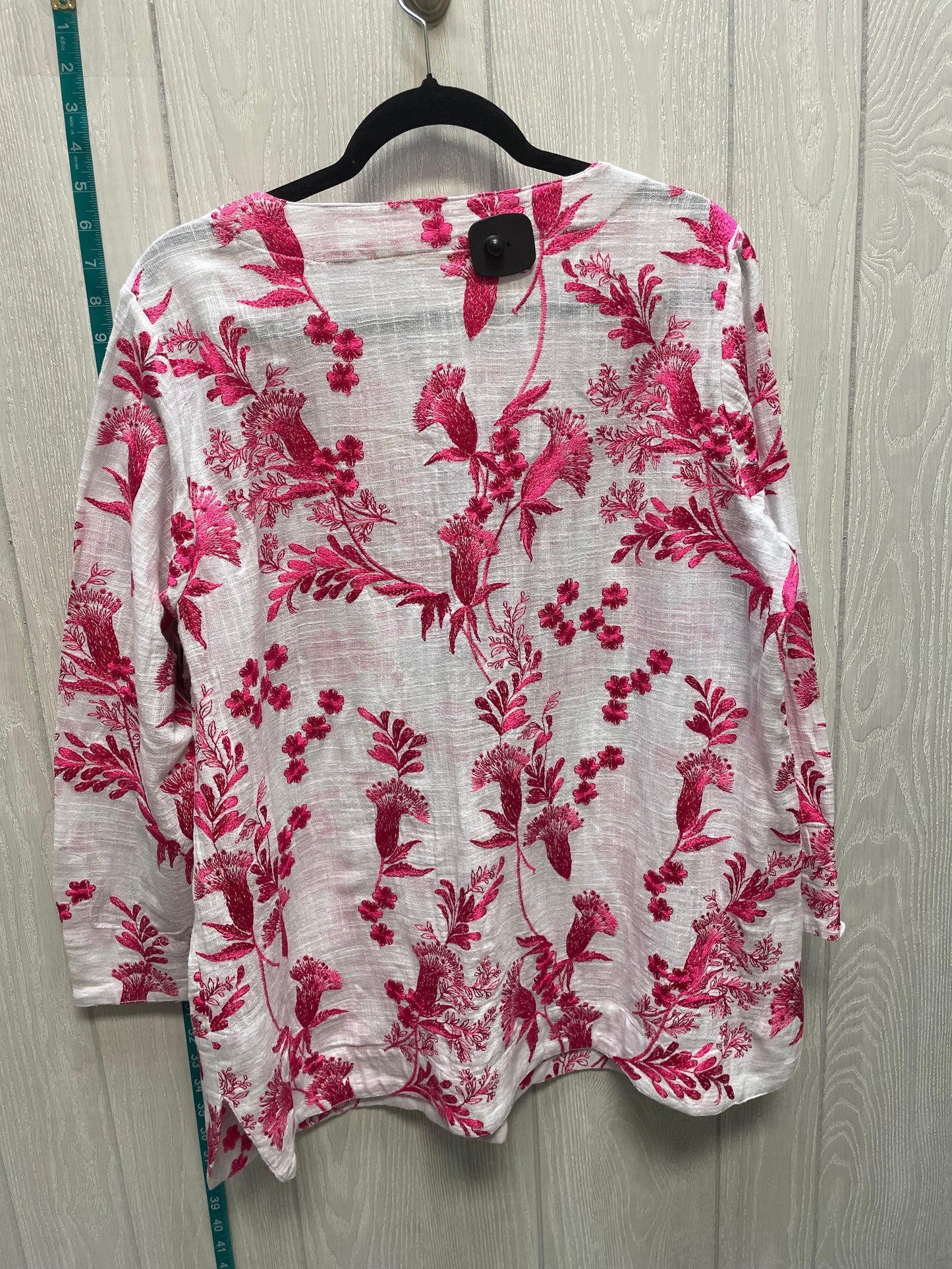 Pink & White Top Long Sleeve Soft Surroundings, Size 1x