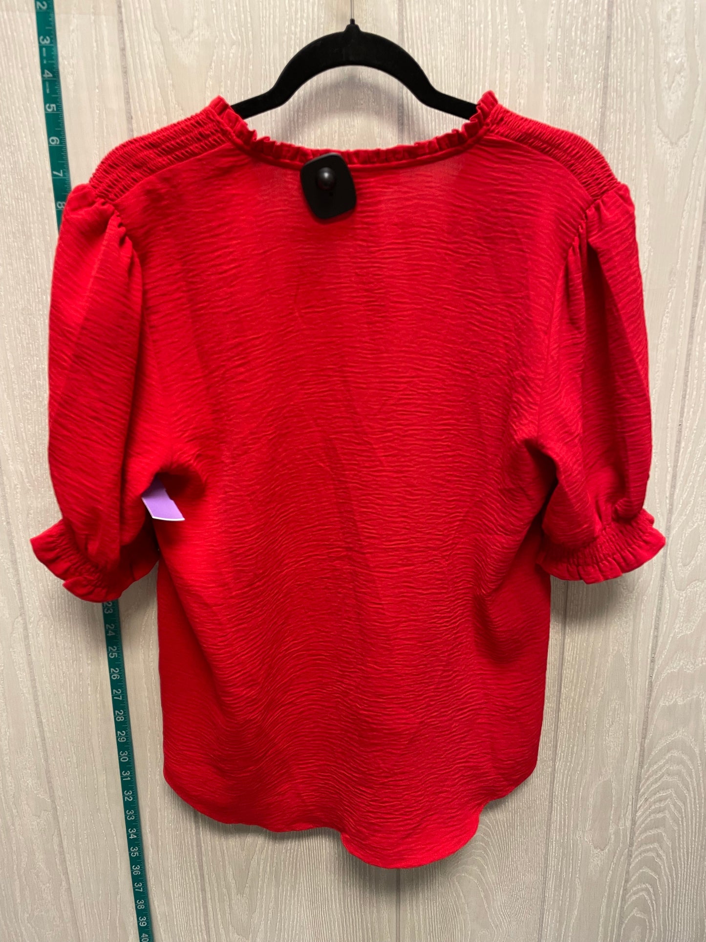 Red Blouse Short Sleeve Olivia Matthews, Size M