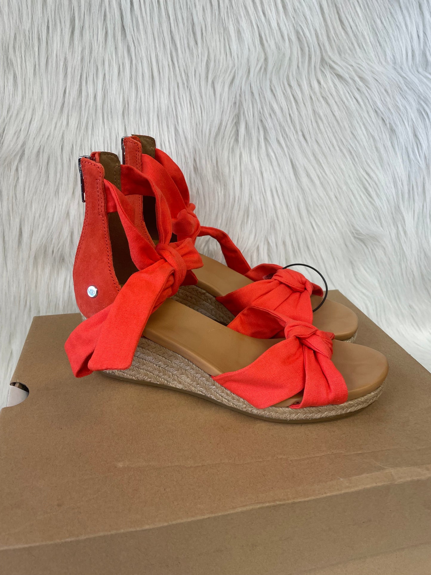 Sandals Heels Wedge By Ugg In Orange & Tan, Size: 7