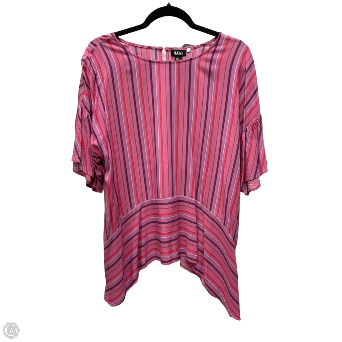Top Short Sleeve By Ana In Striped Pattern, Size: L