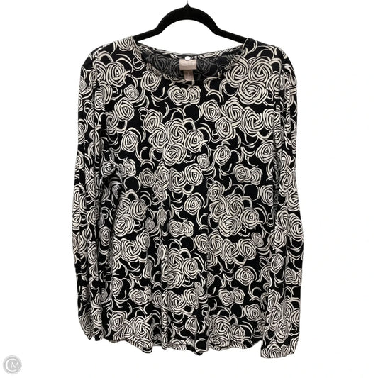 Top Long Sleeve By Chicos In Black & Cream, Size: Xl