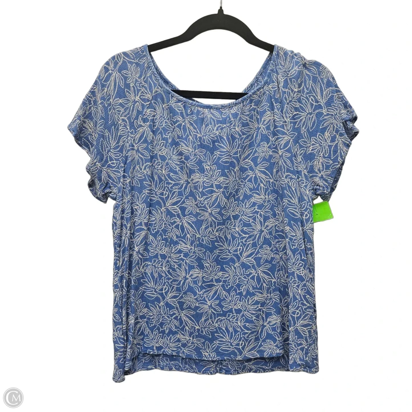 Top Short Sleeve By Loft In Blue & White, Size: S