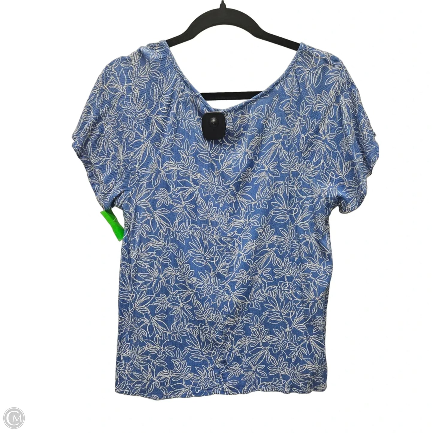 Top Short Sleeve By Loft In Blue & White, Size: S