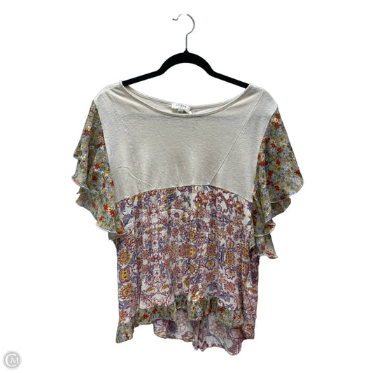 Top Short Sleeve By Umgee In Floral Print, Size: L