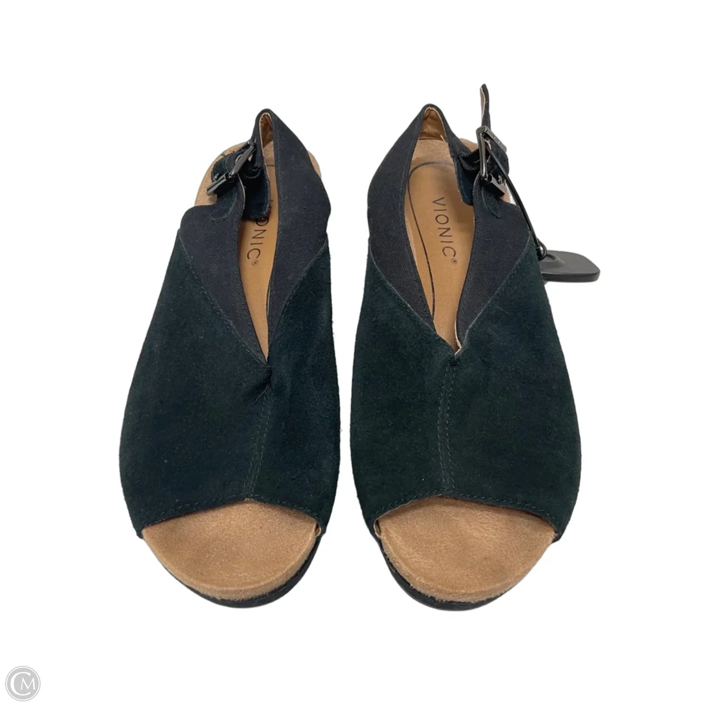 Sandals Heels Wedge By Vionic In Black & Tan, Size: 7.5