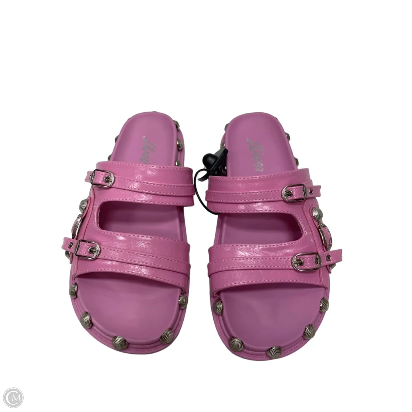 Sandals Flats By Liliana In Pink & Silver, Size: 8