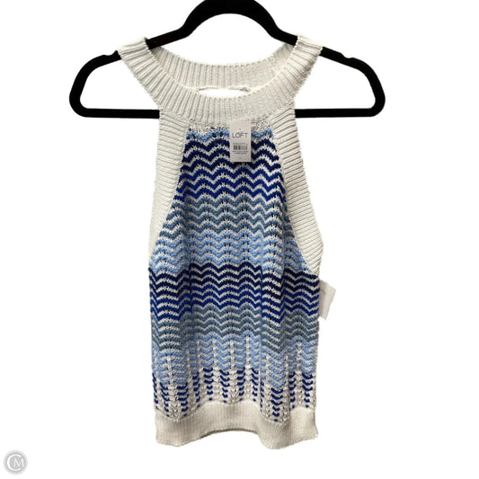 Top Sleeveless By Loft In Blue & White, Size: L