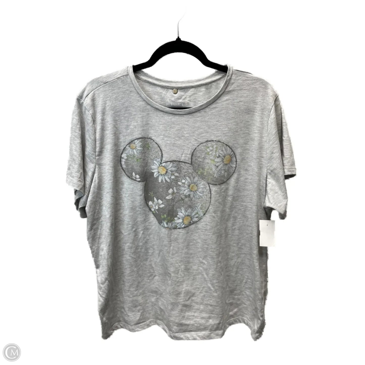 Top Short Sleeve By Disney Store In Grey & White, Size: 2x