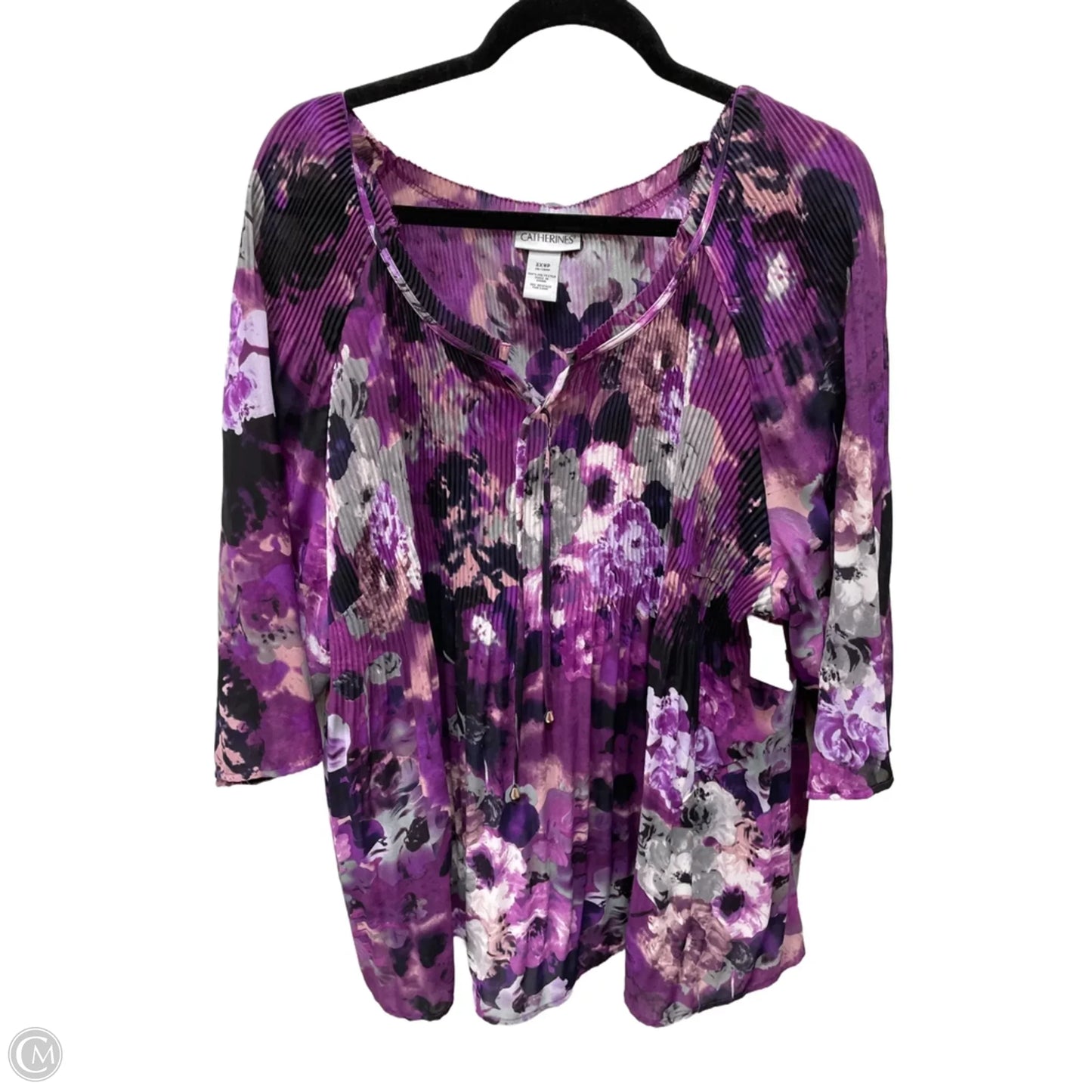 Top 3/4 Sleeve By Catherines In Floral Print, Size: 3x