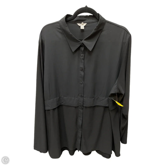 Top Long Sleeve By Cato In Black, Size: 4x