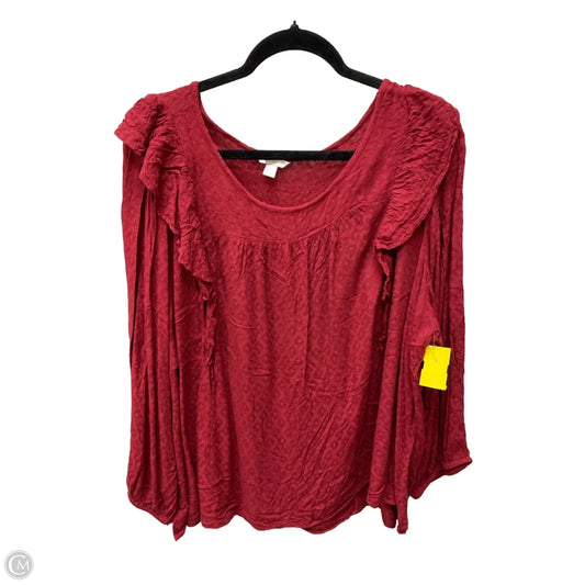 Top Long Sleeve By Cato In Red, Size: 4x