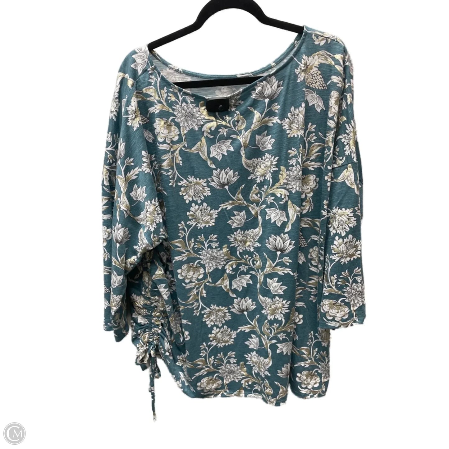 Top 3/4 Sleeve By Cato In Floral Print, Size: 4x