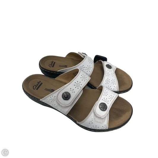 Sandals Heels Wedge By Clarks In White, Size: 8