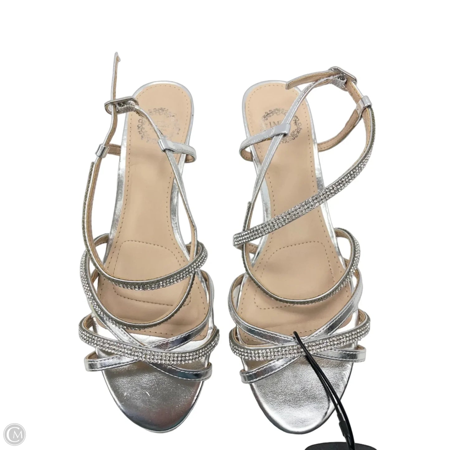Sandals Heels Wedge By Clothes Mentor In Silver, Size: 6.5