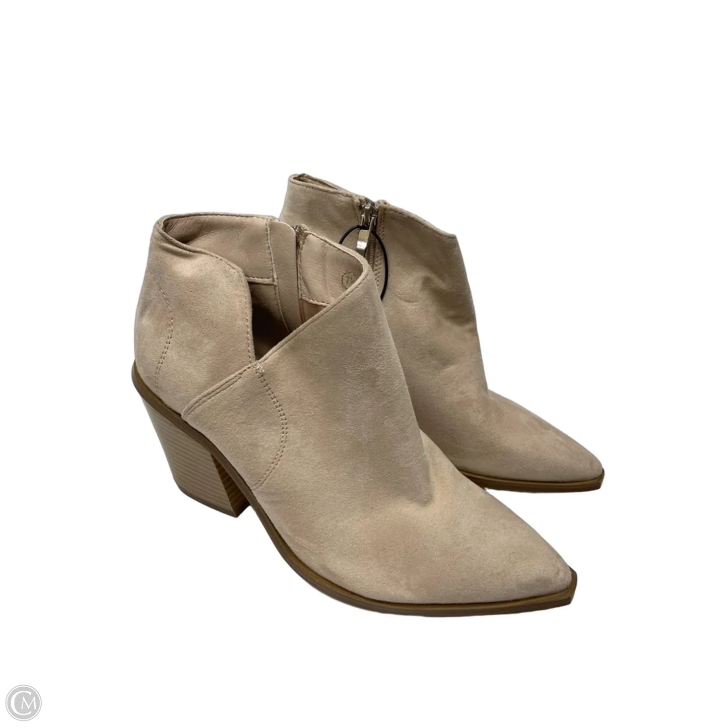 Boots Ankle Heels By Clothes Mentor In Beige, Size: 7.5