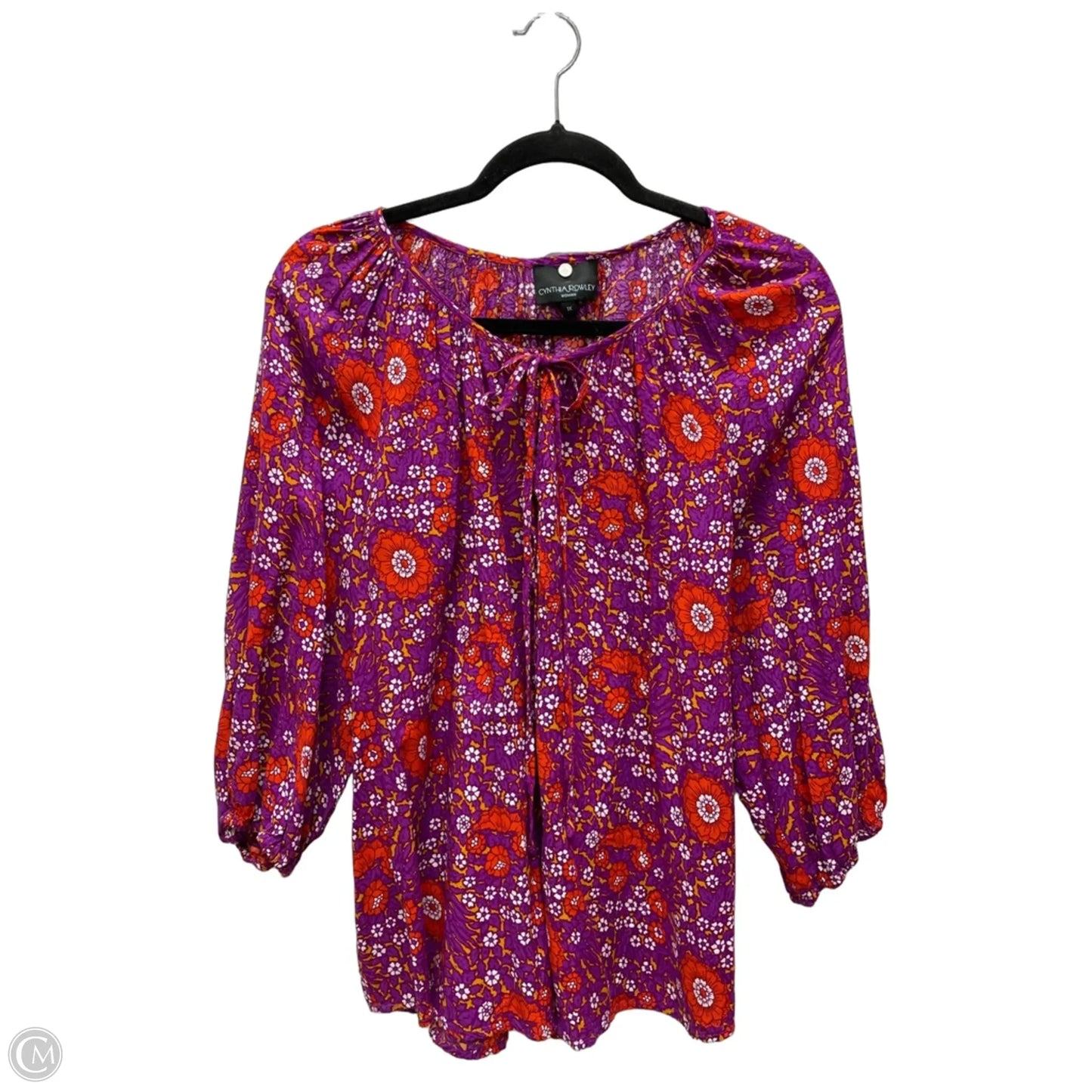 Top 3/4 Sleeve By Cynthia Rowley In Floral Print, Size: 1x