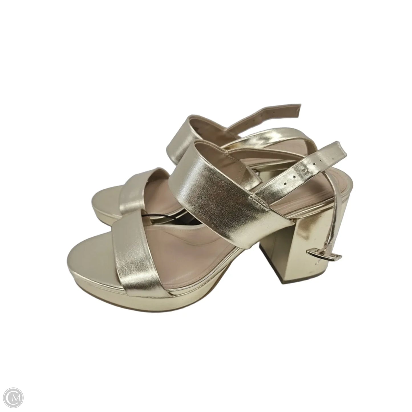 Sandals Heels Block By Kelly And Katie In Gold, Size: 9