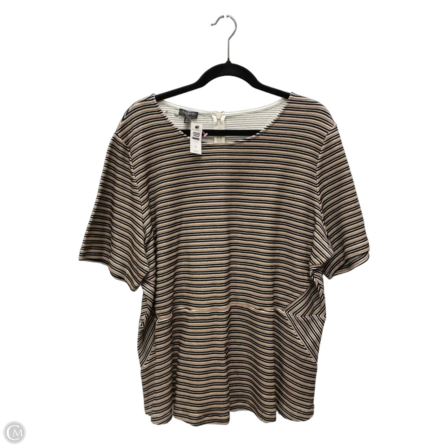 Top Short Sleeve By Talbots In Striped Pattern, Size: 2x