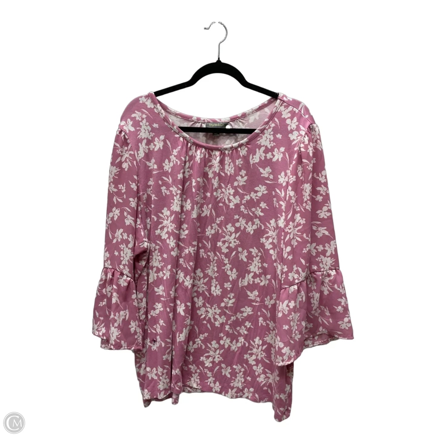 Top 3/4 Sleeve By Style And Company In Floral Print, Size: 3x