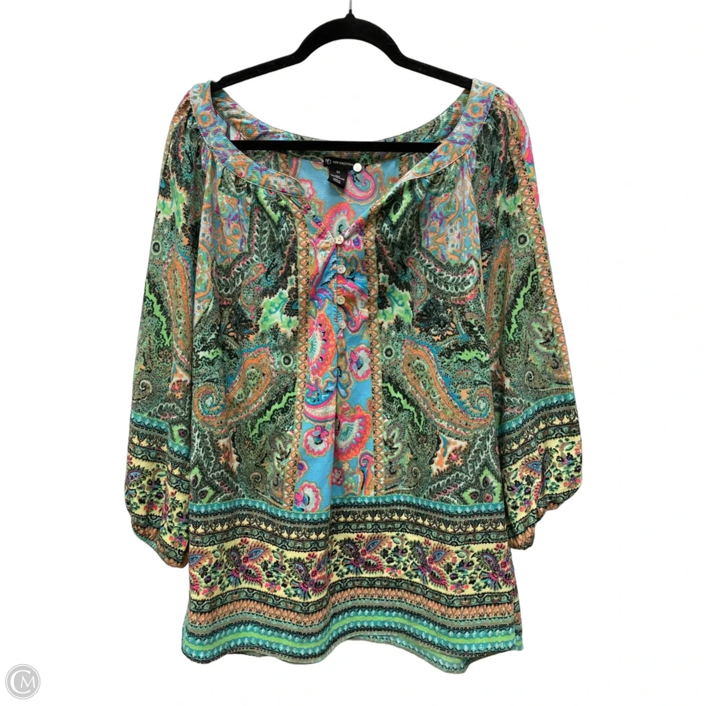 Top Long Sleeve By New Directions In Geometric Pattern, Size: 3x