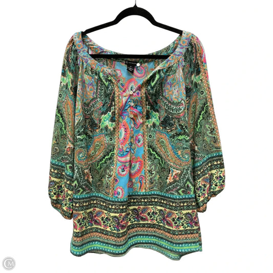 Top Long Sleeve By New Directions In Geometric Pattern, Size: 3x