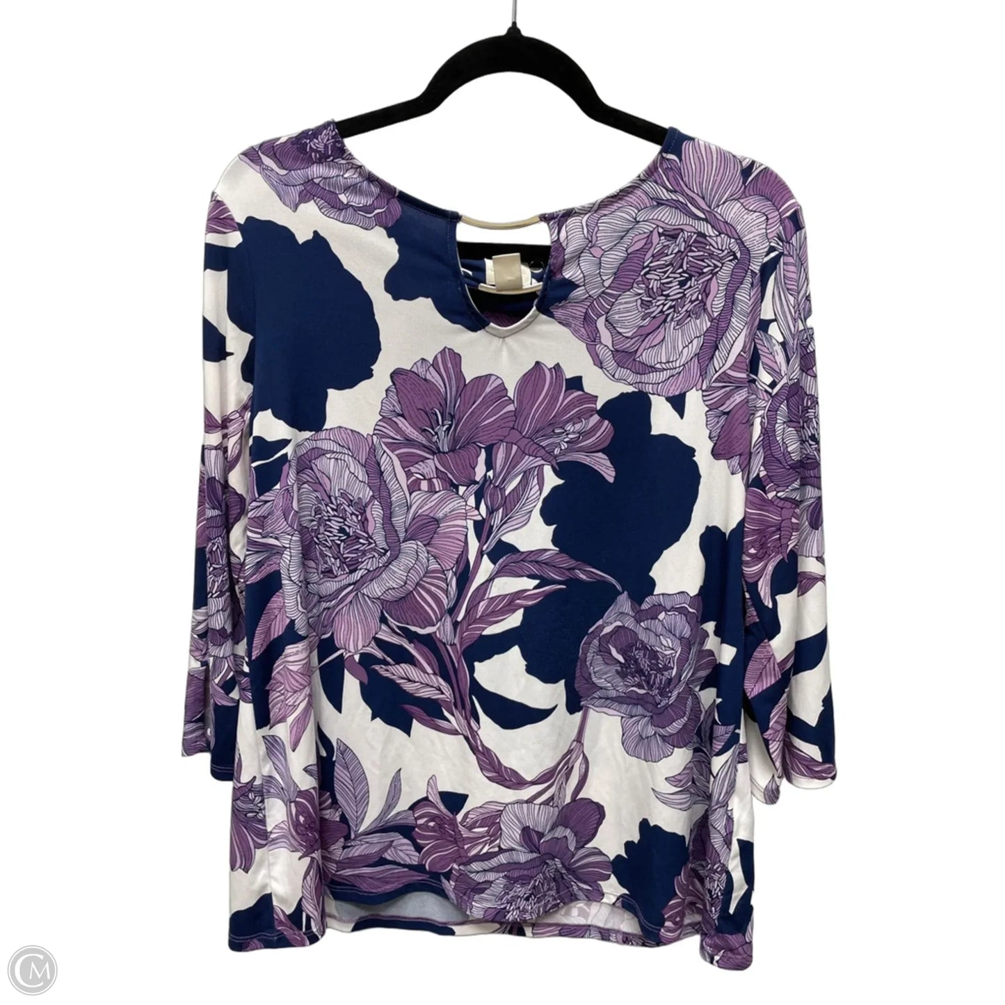 Top Long Sleeve By Chicos In Floral Print, Size: L