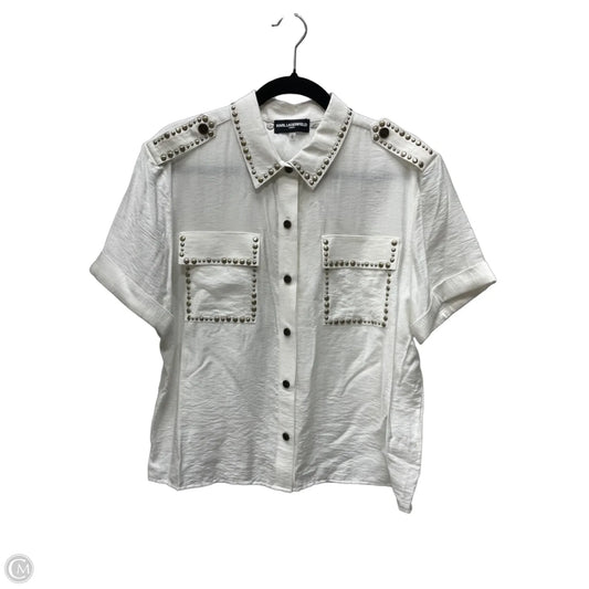 Top Short Sleeve Designer By Karl Lagerfeld In White, Size: M