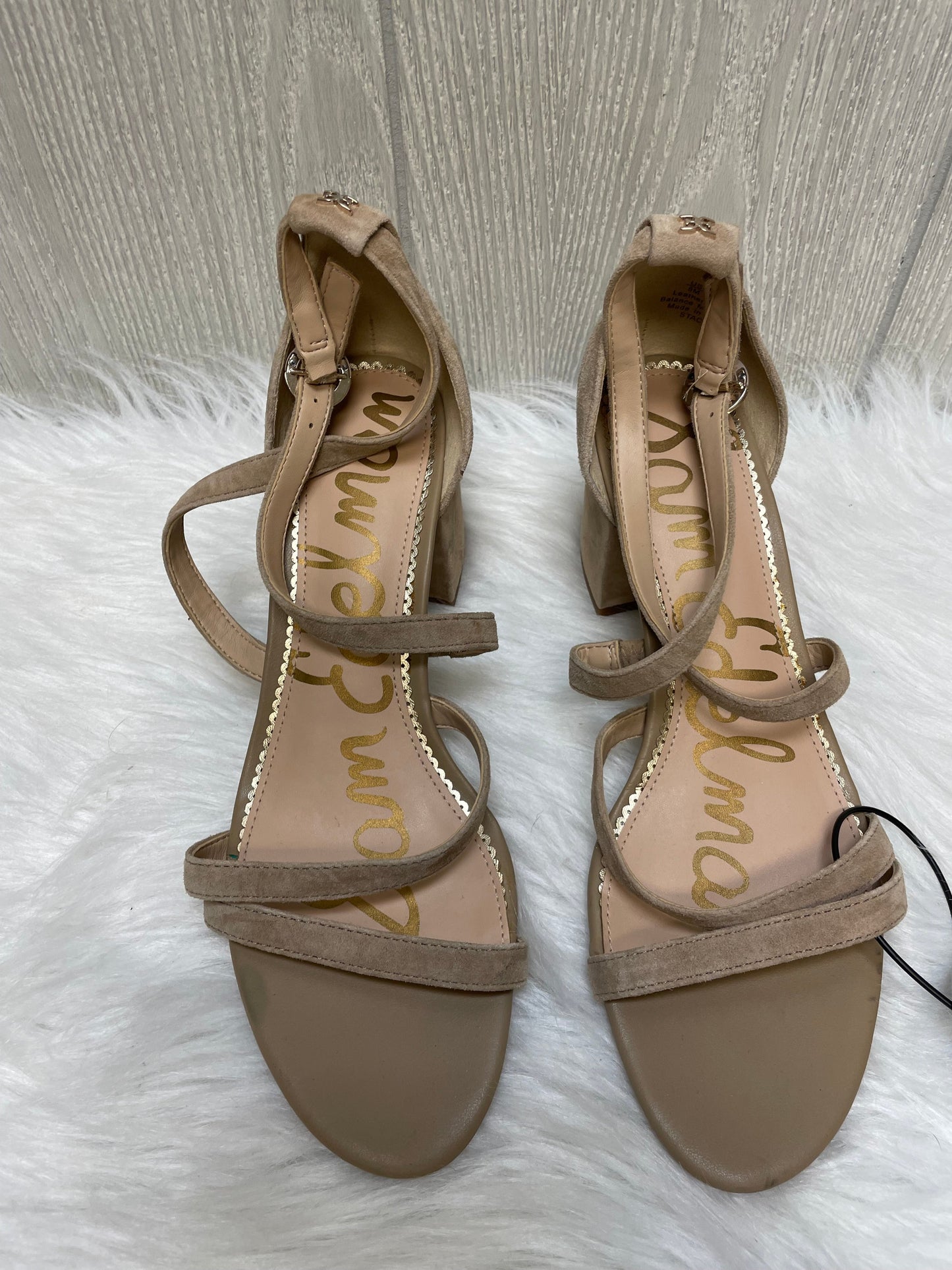 Tan Sandals Heels Block Sam Edelman, Size 8