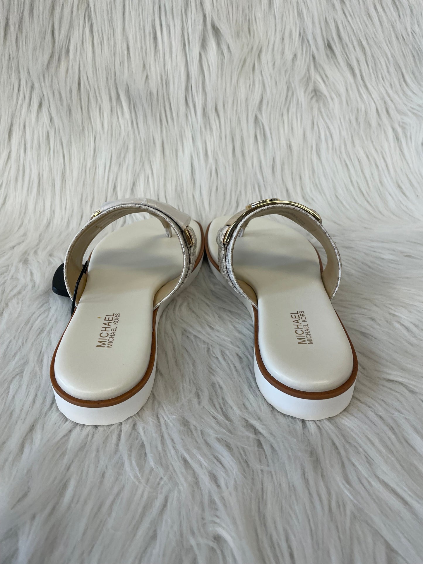 Gold & White Sandals Designer Michael By Michael Kors, Size 6.5