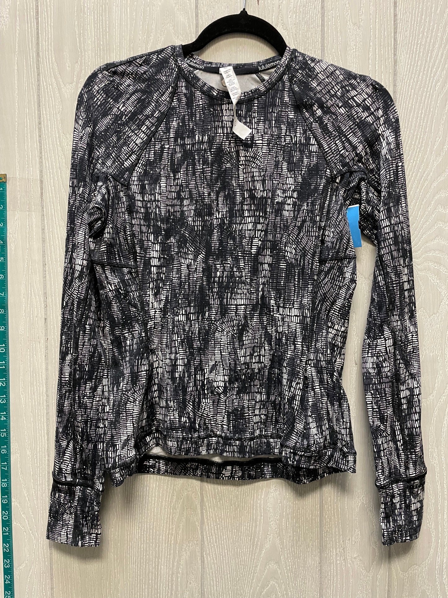 Athletic Top Long Sleeve Crewneck By Lululemon In Black & Grey, Size: S