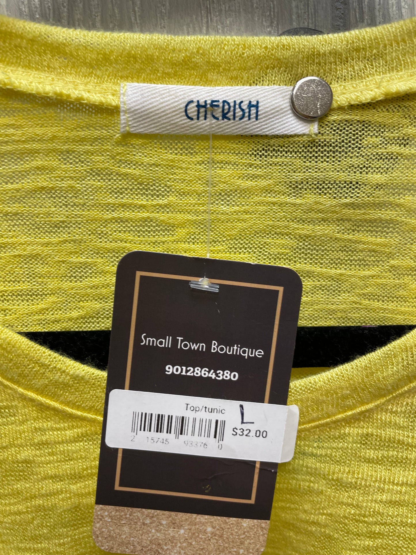 Yellow Top Short Sleeve Basic Cherish, Size L
