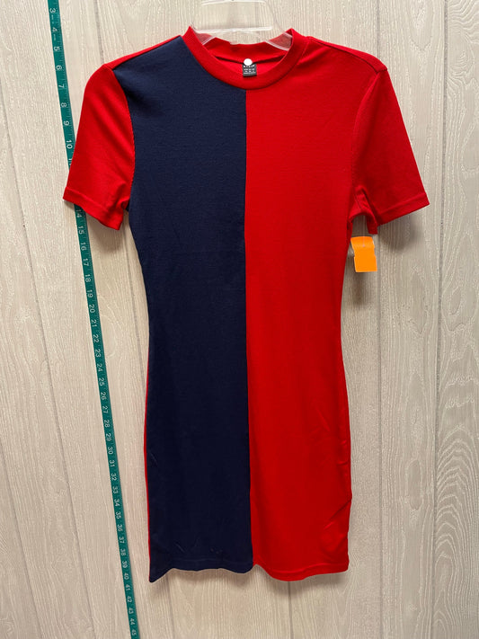 Red Blue Dress Casual Short Shein, Size M
