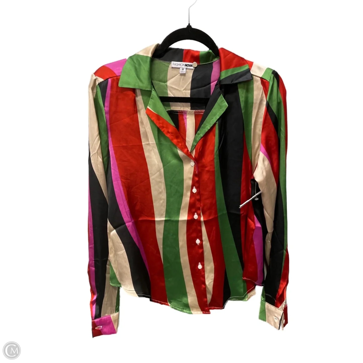 Top Long Sleeve By Fashion Nova In Striped Pattern, Size: M