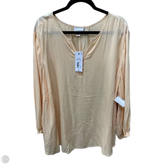 Top 3/4 Sleeve By Liz Claiborne In Tan, Size: 3x