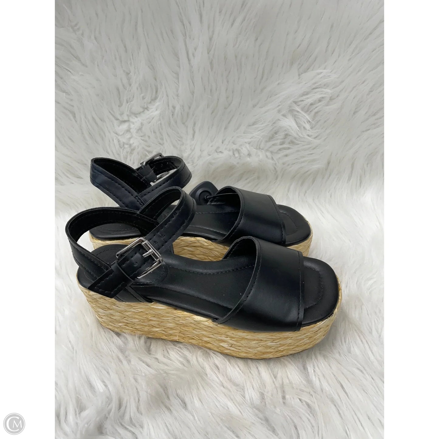 Sandals Heels Wedge By Marc Fisher In Black & Tan, Size: 6