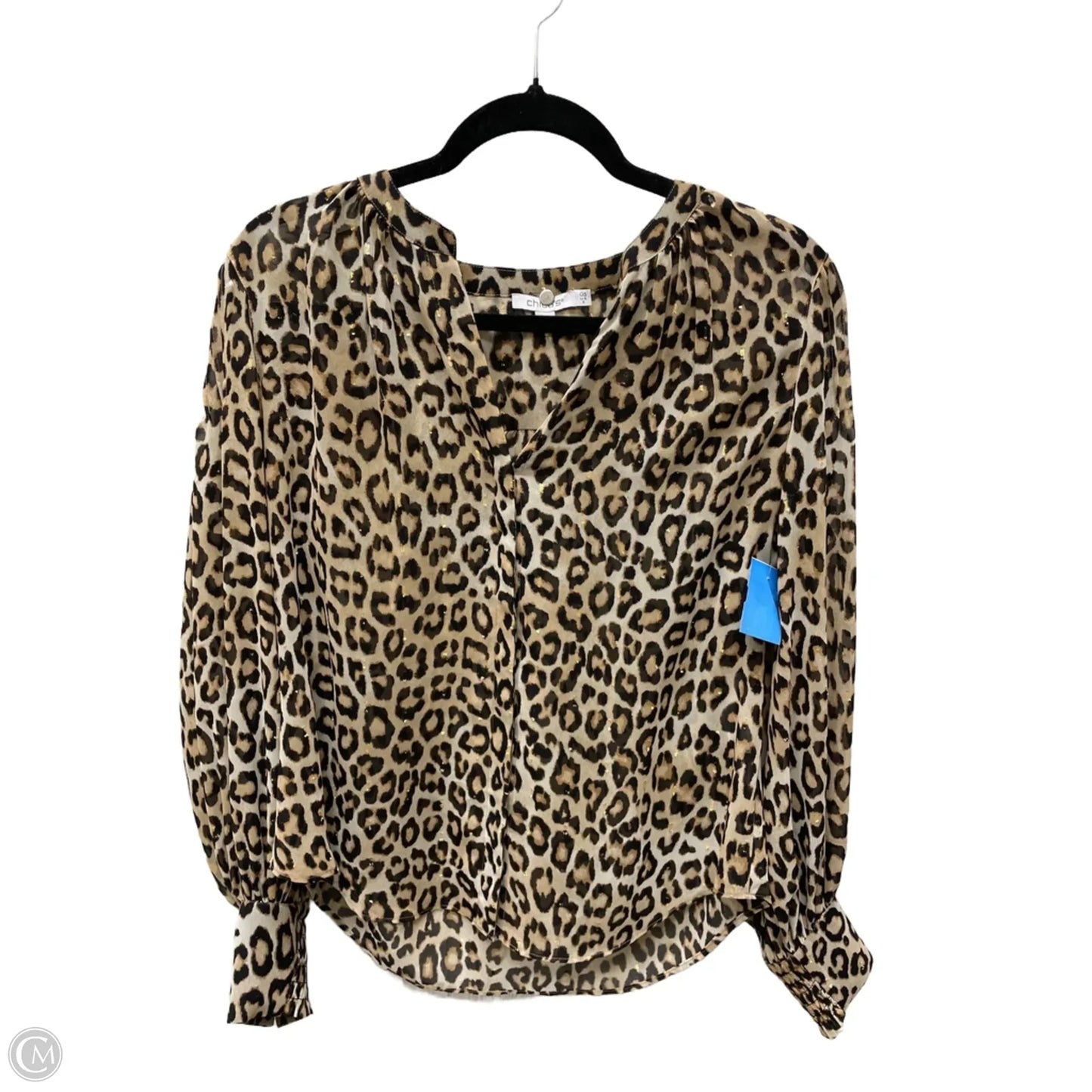 Blouse Long Sleeve By Chicos In Animal Print, Size: S