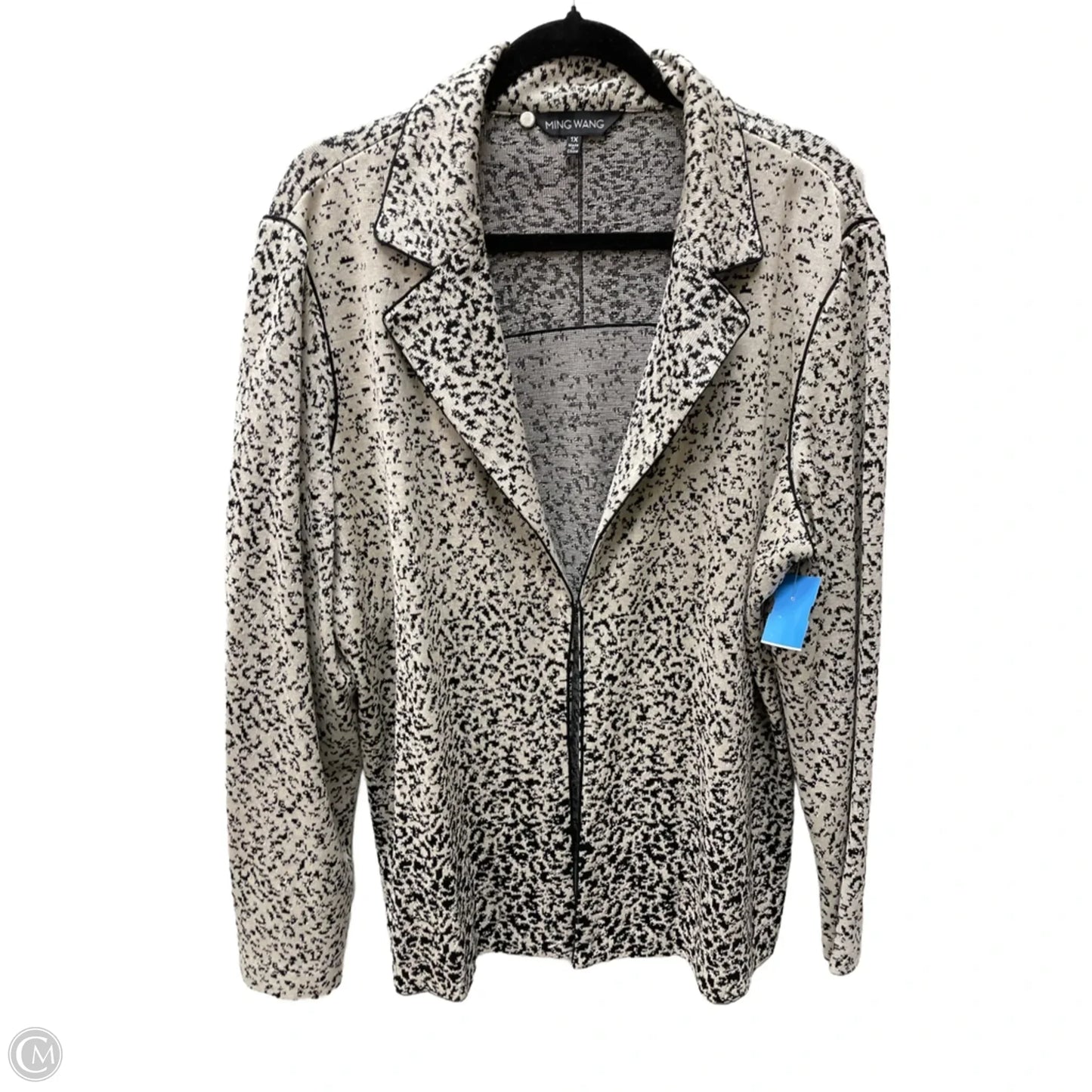 Cardigan By Ming Wang In Black & Cream, Size: 1x