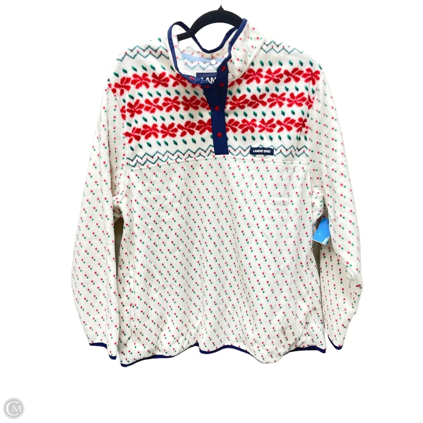 Jacket Faux Fur & Sherpa By Lands End In Red & White, Size: 1x