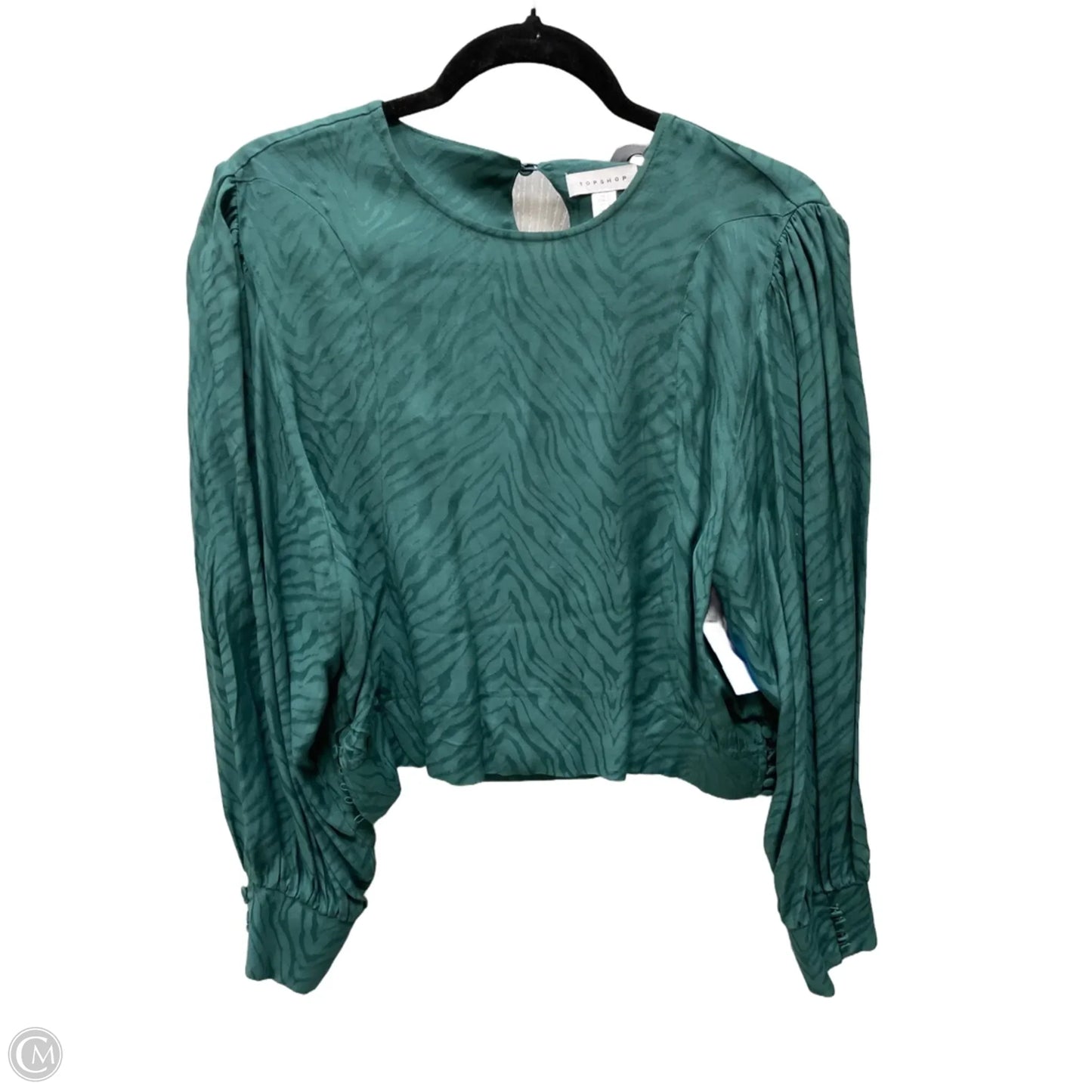 Top Long Sleeve By Topshop In Green, Size: M