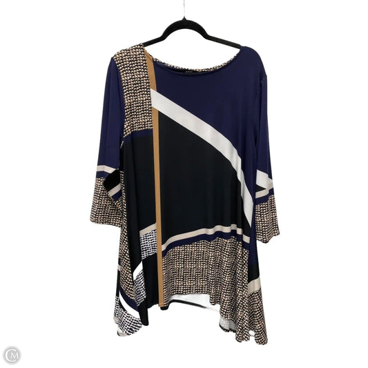 Tunic Long Sleeve By Alfani In Blue & Brown, Size: Xl